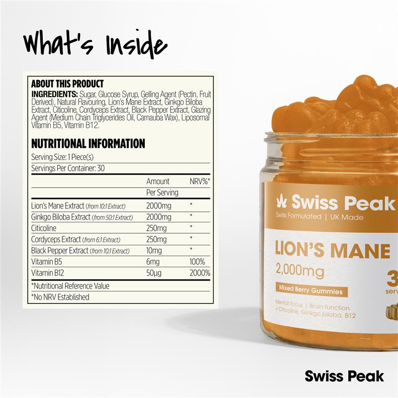Lion's Mane Gummies | 2000mg 30 Pack - SwissPeakCBD